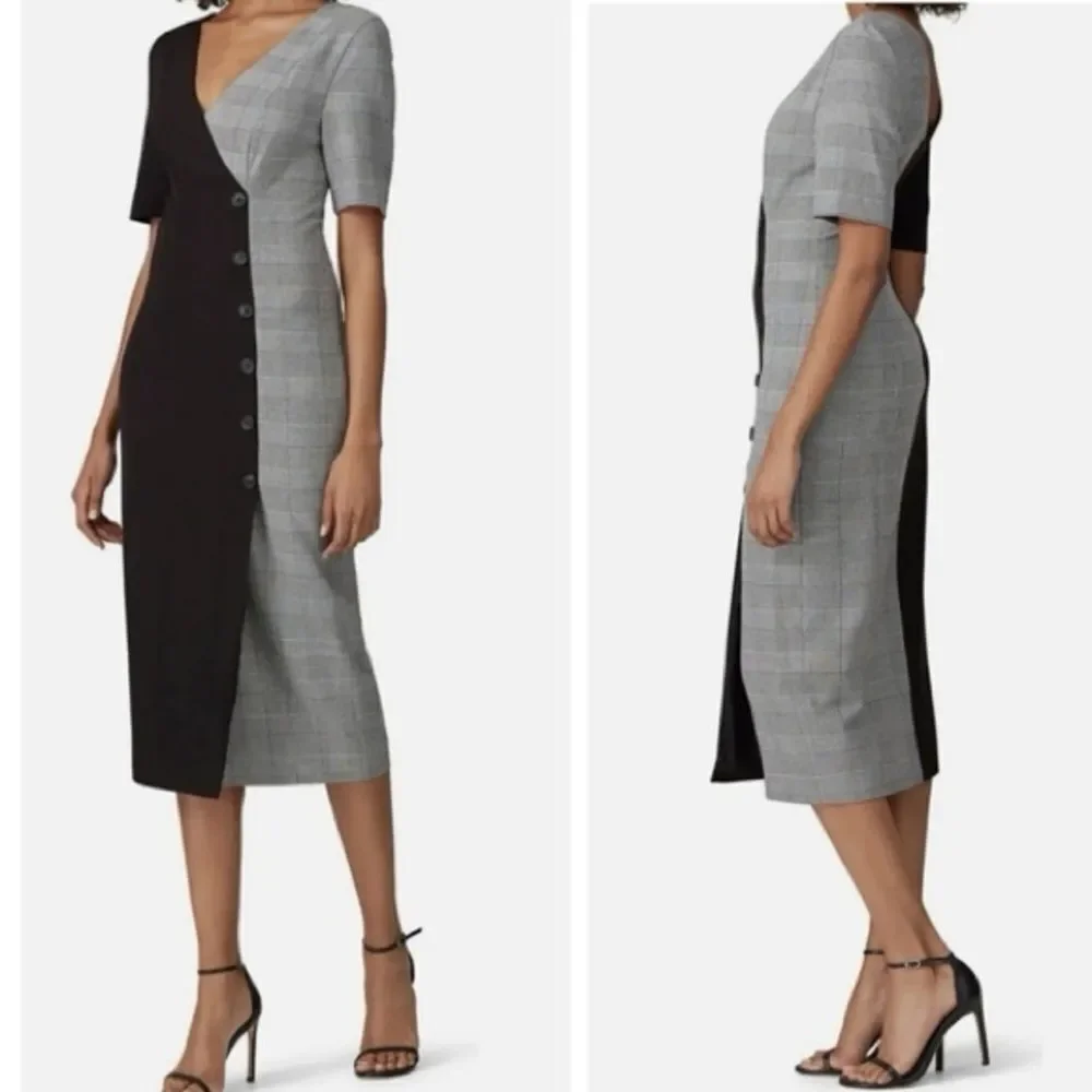 REVOLVE Fame And Partners Women's Everly Houndstooth Sheath Midi Dress - Size 4 - Picture 3 of 8